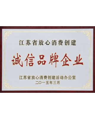 江蘇省放心消費創(chuàng)建誠信品牌企業(yè)